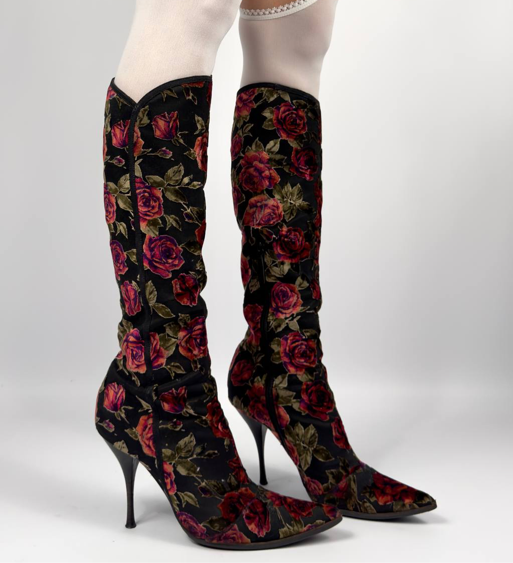 Casadei Vintage Roses Boots — 39