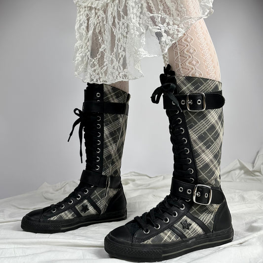 Converse Vintage Plaid Buckle Lace Up Boots 38/39