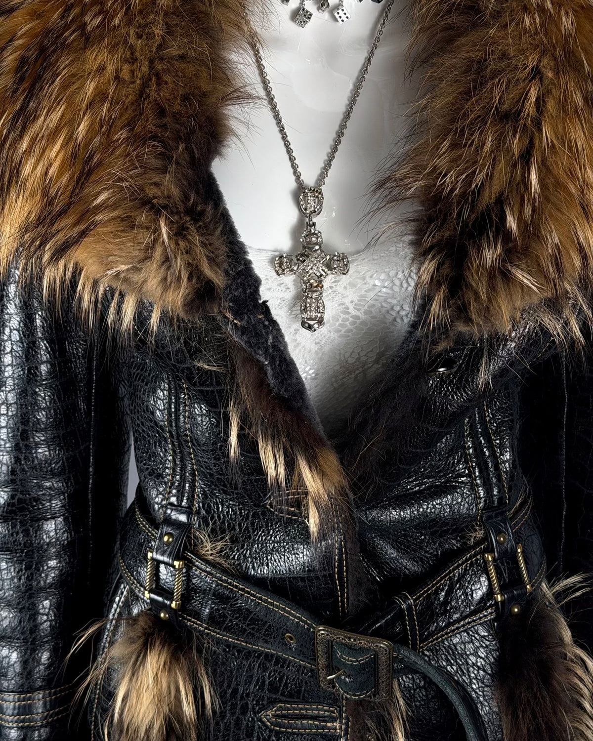 Vintage Fur Leather Jacket — XS/M