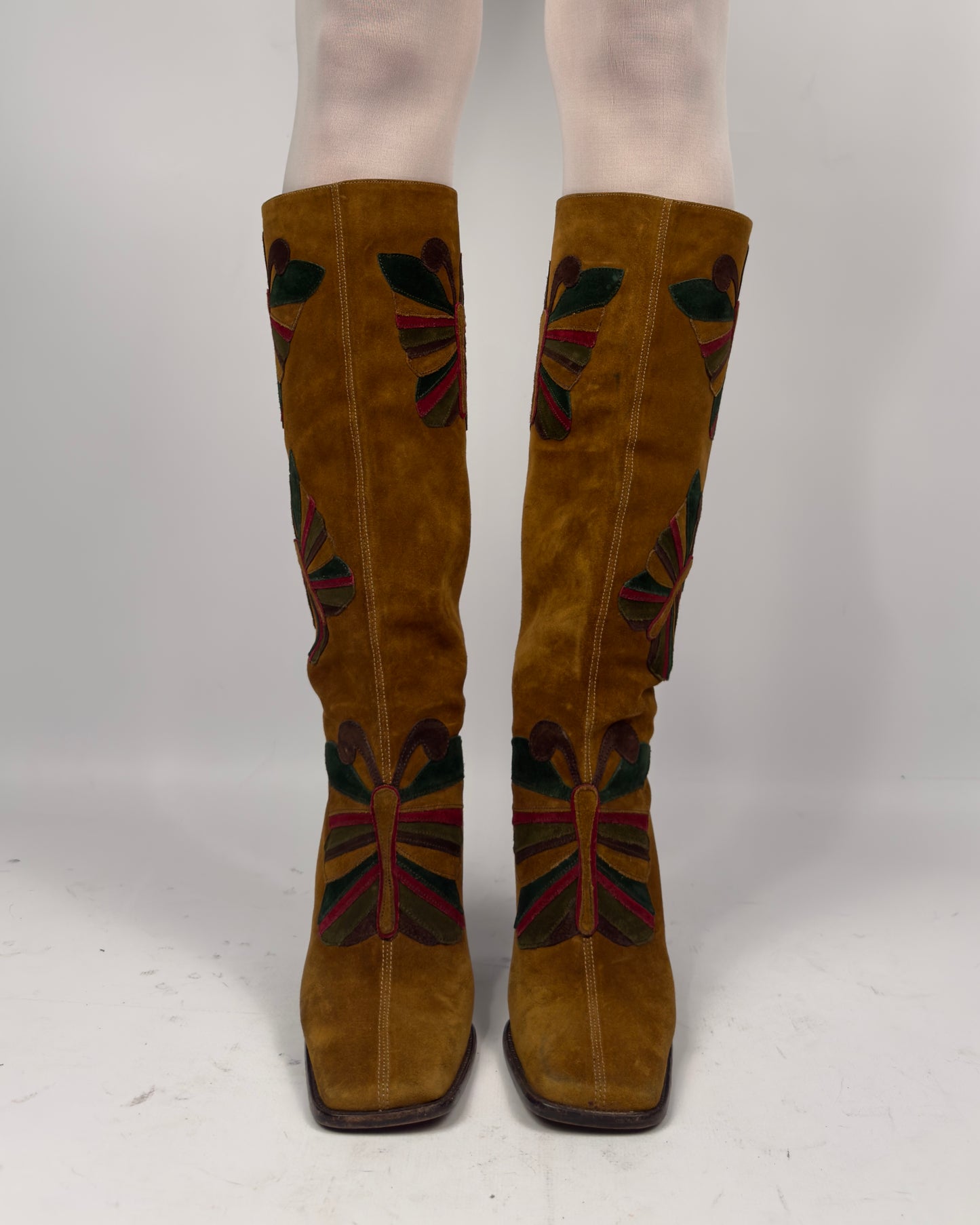 Dolce Gabbana FW02 Vintage Butterfly Suede Boots — 38