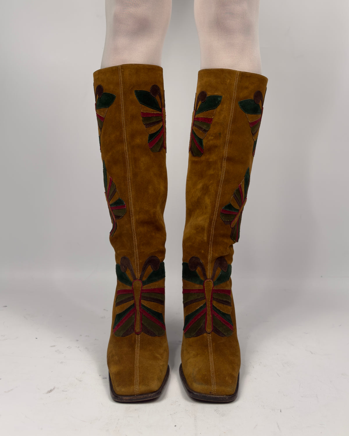 Dolce Gabbana FW02 Vintage Butterfly Suede Boots — 38