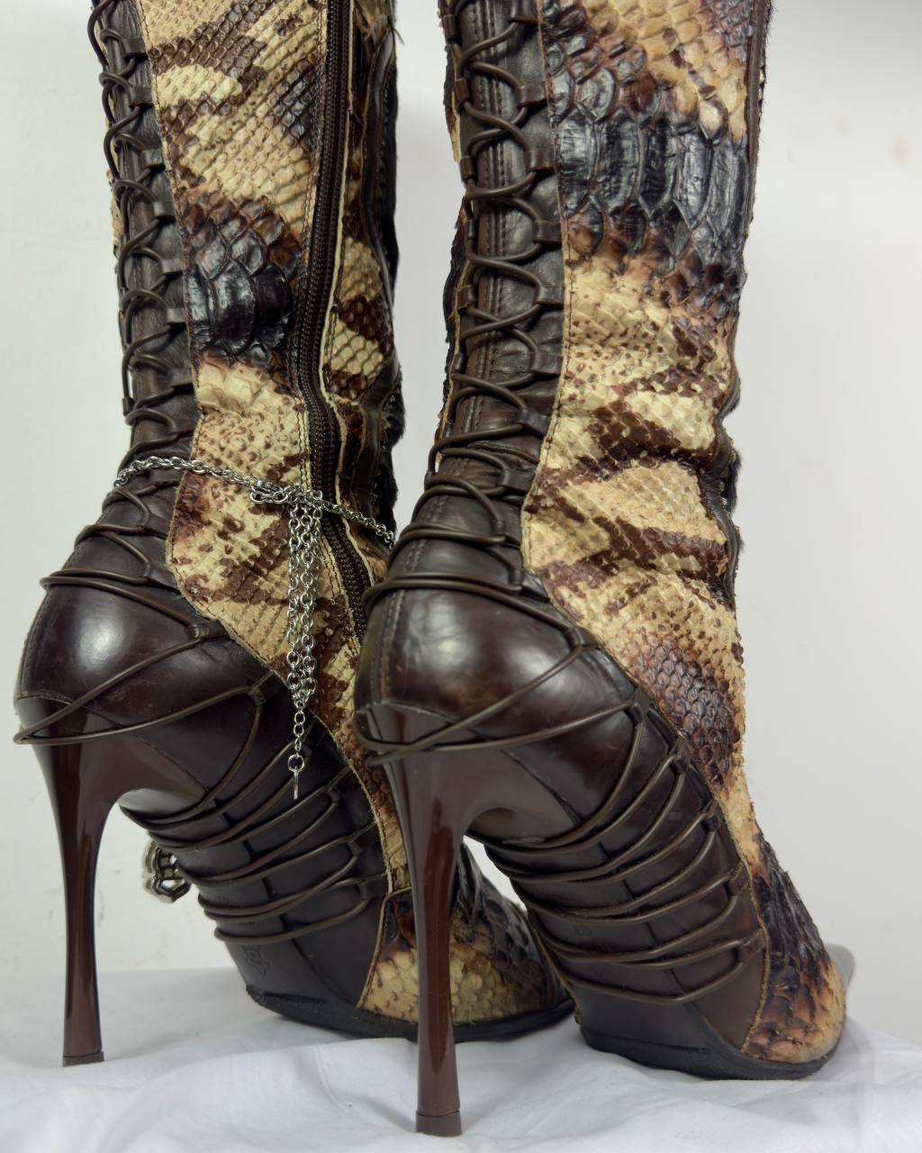 Vintage Corset Lace Up Back Boots 37/37.5