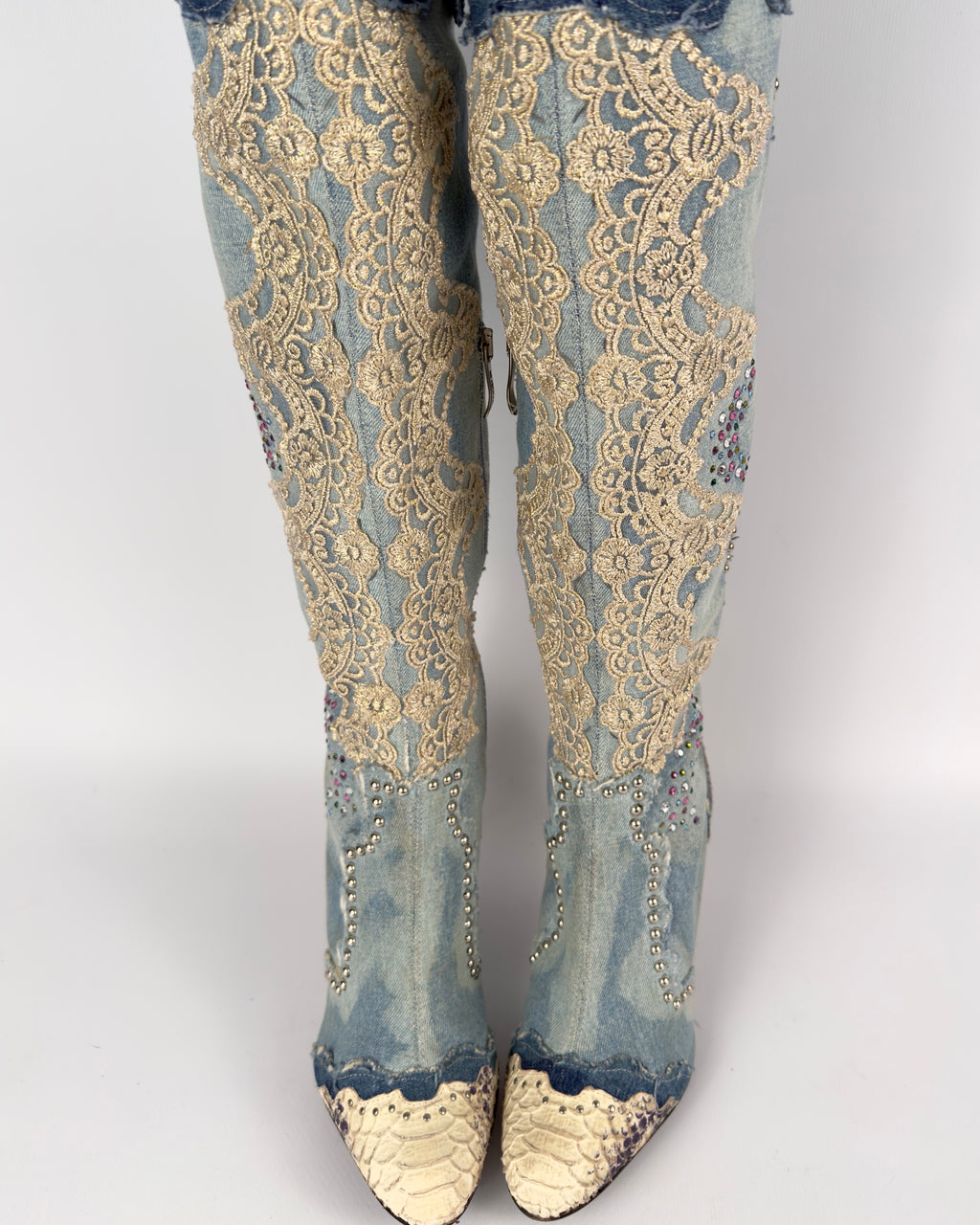 El Dante’s Couture Vintage Denim Boots — 38/39
