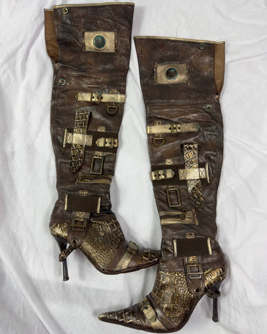 El Dantes Vintage Cargo Leather Boots 40