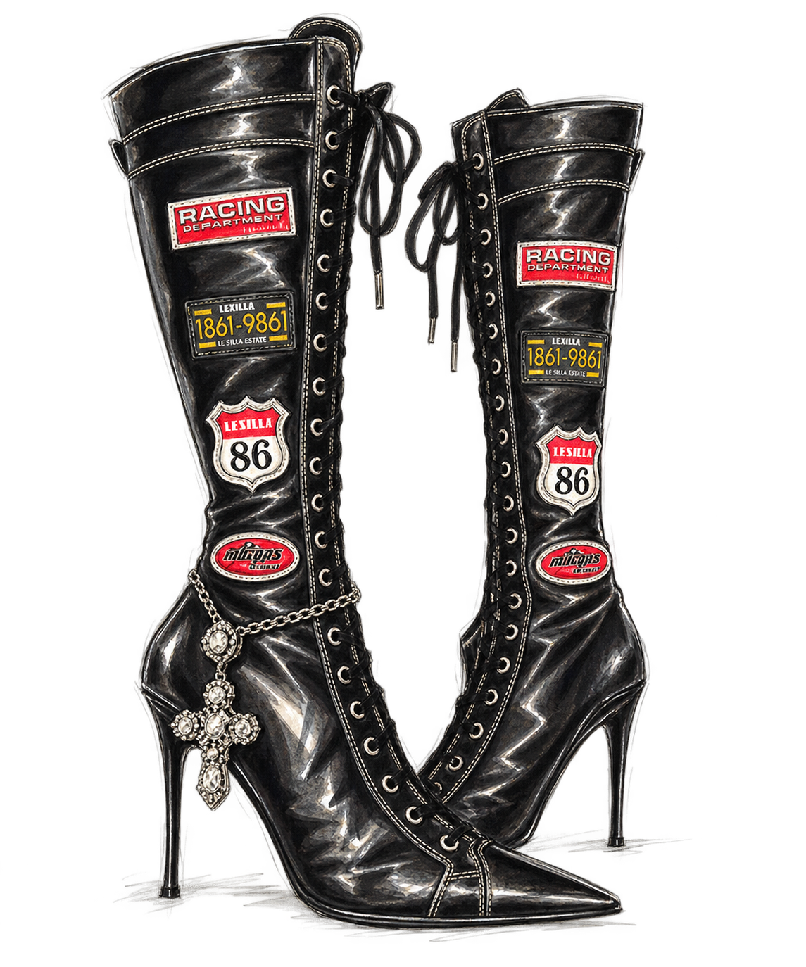 Black racing boots