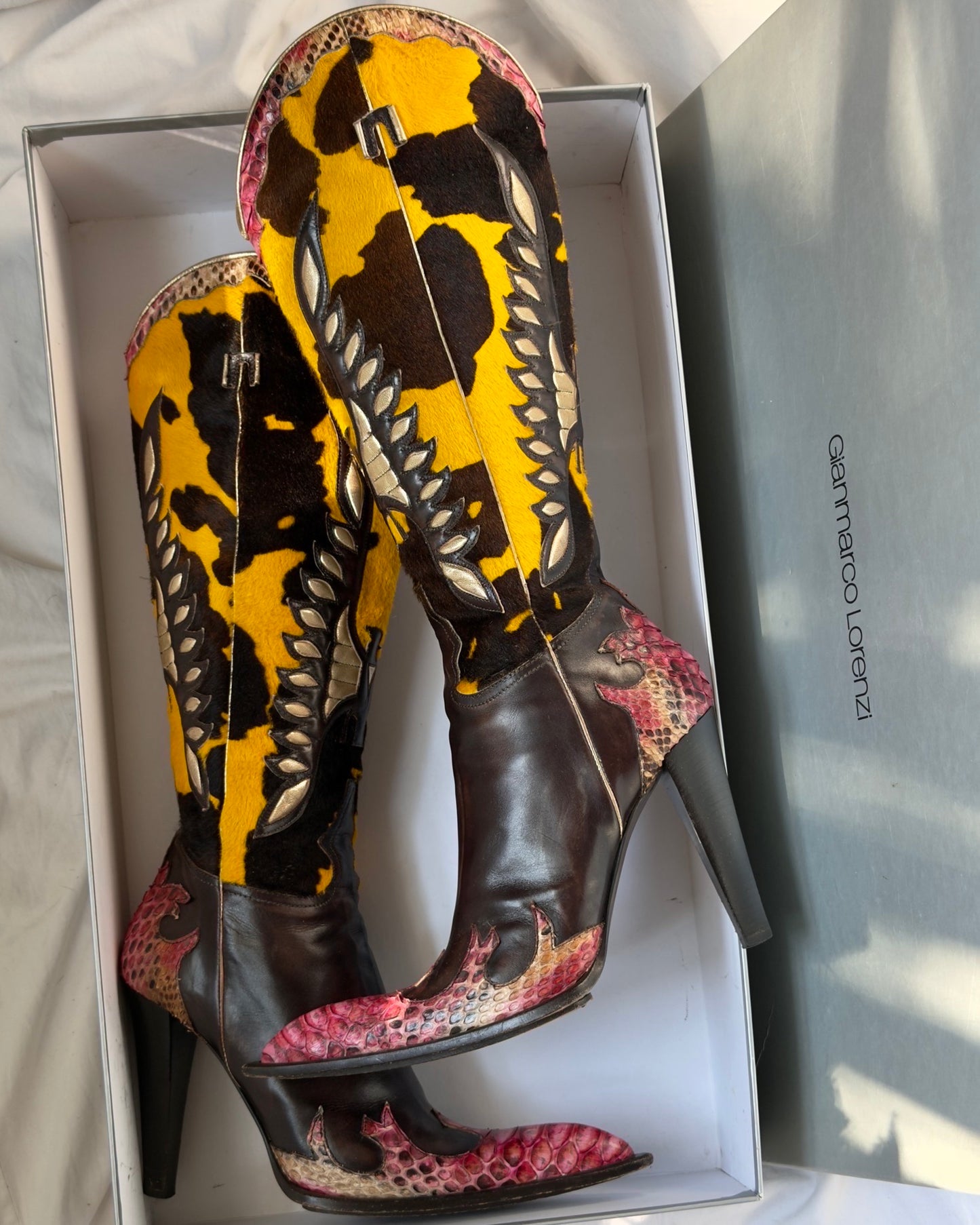 Gianmarco Lorenzi Western Pony Hair Boots — 39