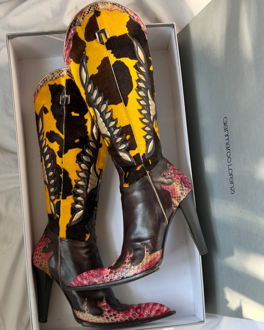 Gianmarco Lorenzi Western Pony Hair Boots — 39