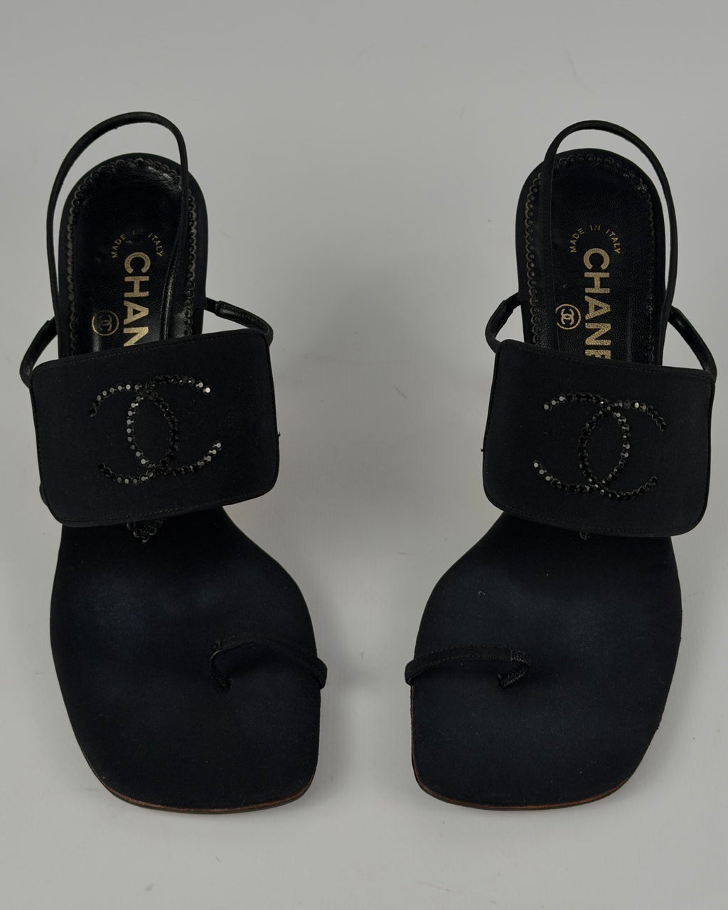 Chanel Cruise 2001 Crystal Logo Slingback Heels — 39/40