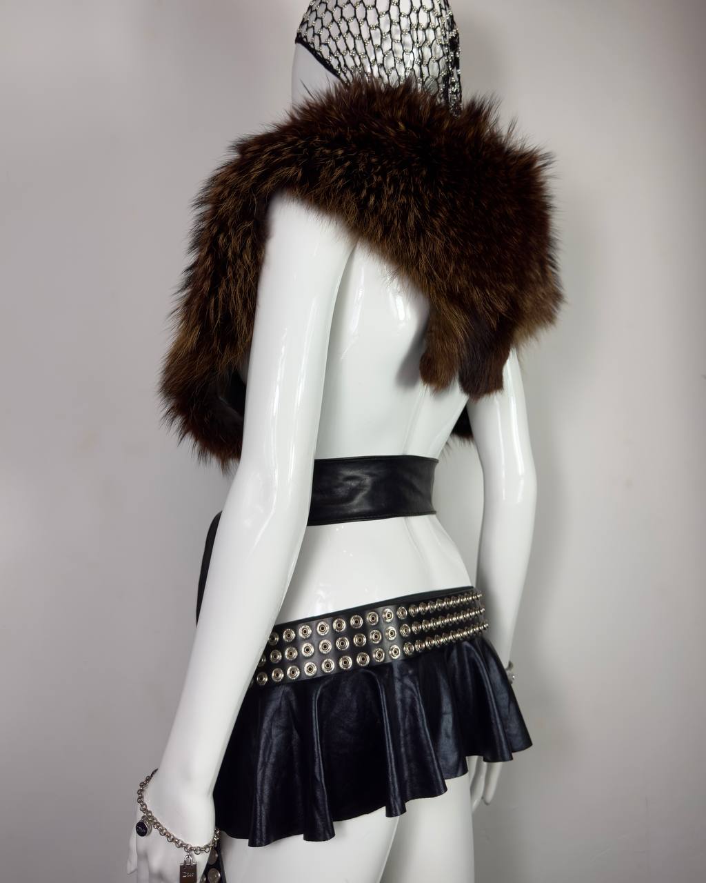 Vintage Fox Fur Top Cape with Belt
