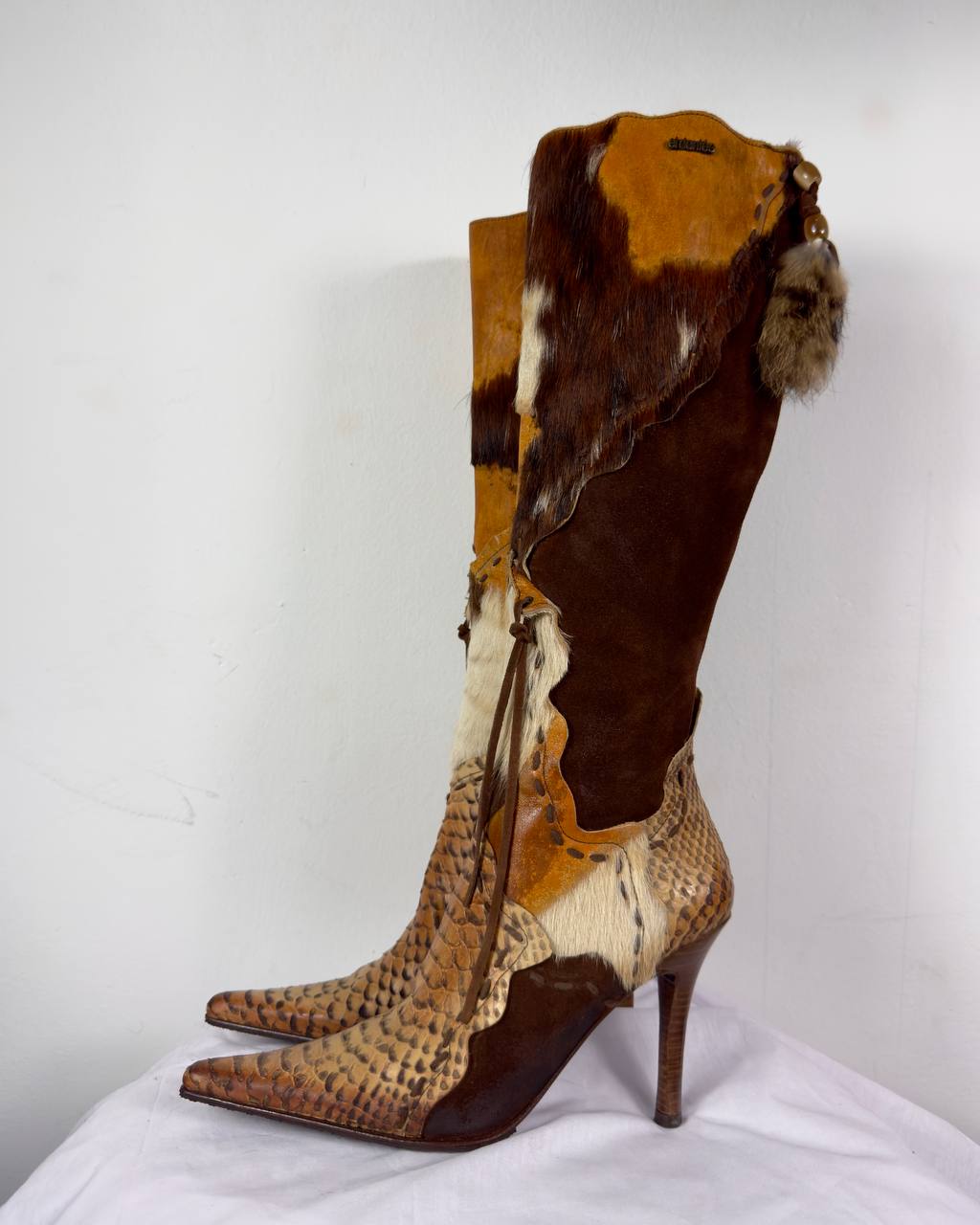 El Dante’s Vintage Rare Leather Fur Boots 37