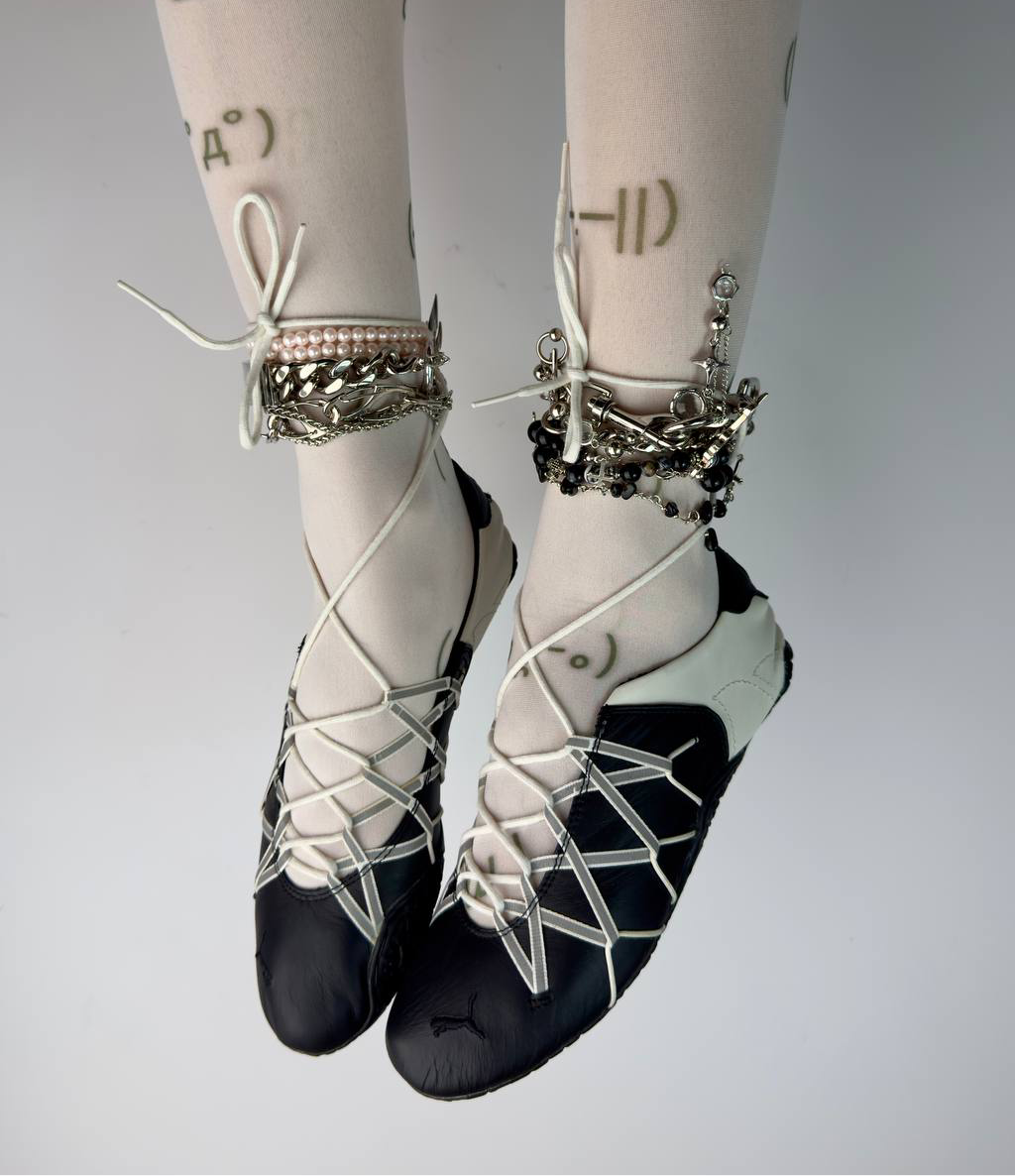 Puma Vintage Lace Up Ballet Flats — 37/37.5