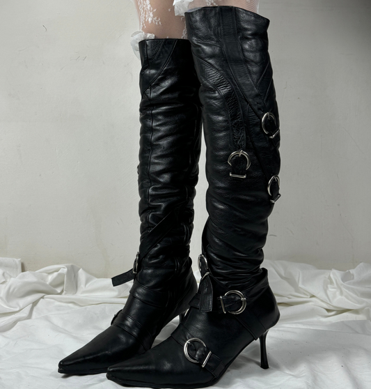 Vintage Leather Buckle Boots 38/39