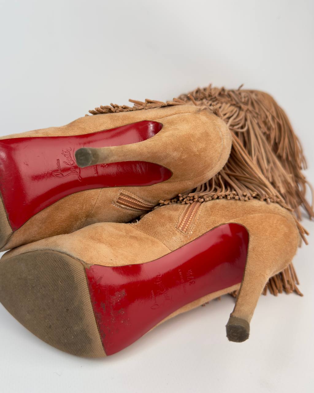 Christian Louboutin Spring 2009 Tina Peep Toe Fringe Boots — 37.5/38