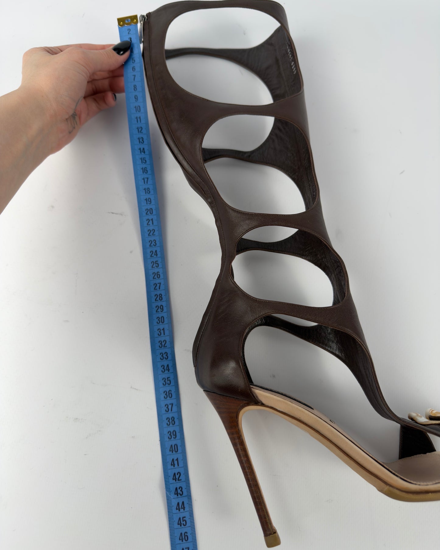Sergio Rossi Seashells Gladiator Cut Out Boots — 39