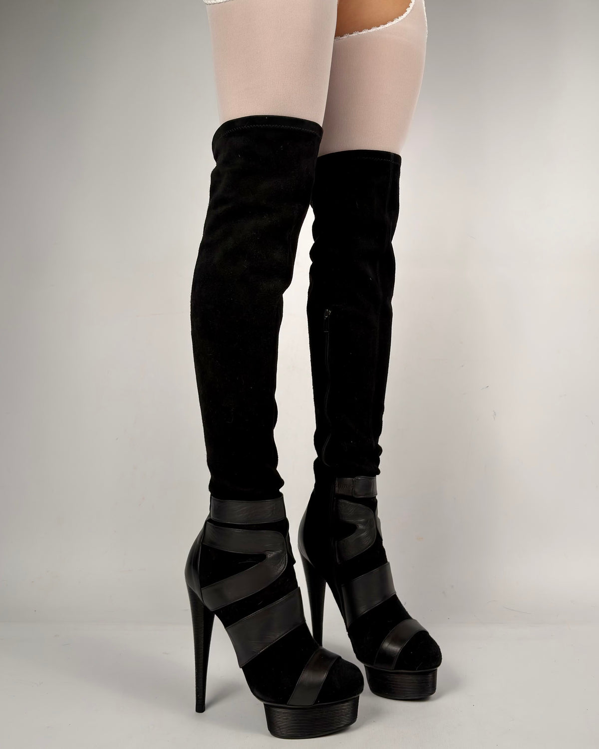 Le Silla Vintage Platform Over The Knee Suede Boots — 38