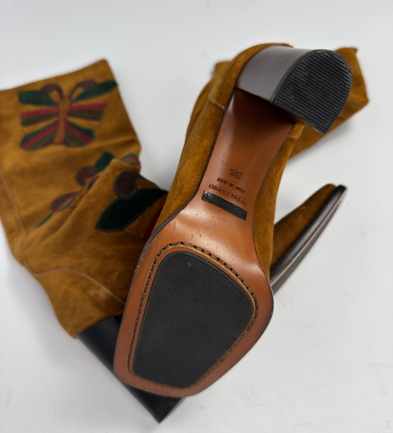 Dolce Gabbana FW02 Vintage Butterfly Suede Boots — 38