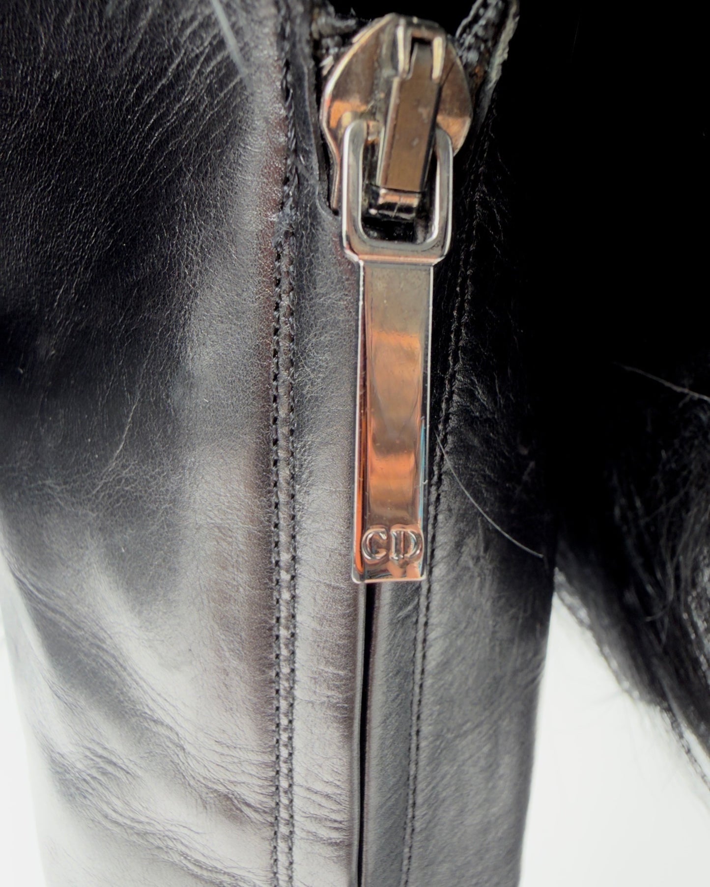 Christian Dior FW2003 by John Galliano Black Fur Trim Boots — 38/38.5