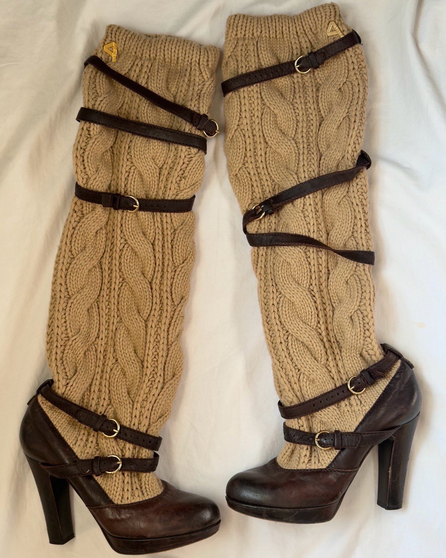 Vintage Knit Buckle Boots — 38/39