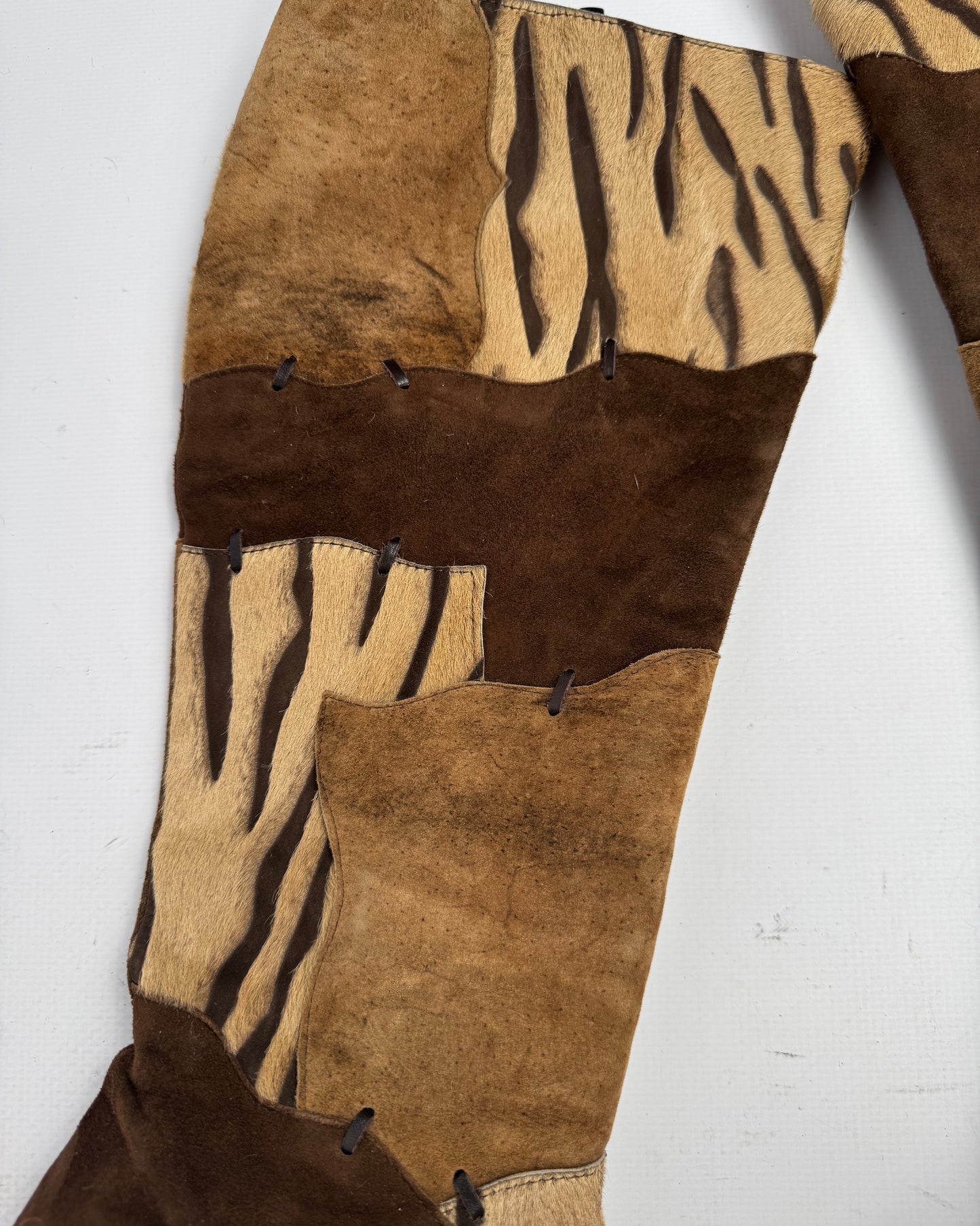 Vintage Italian Leather Pony Fur Patchwork Boots — 39