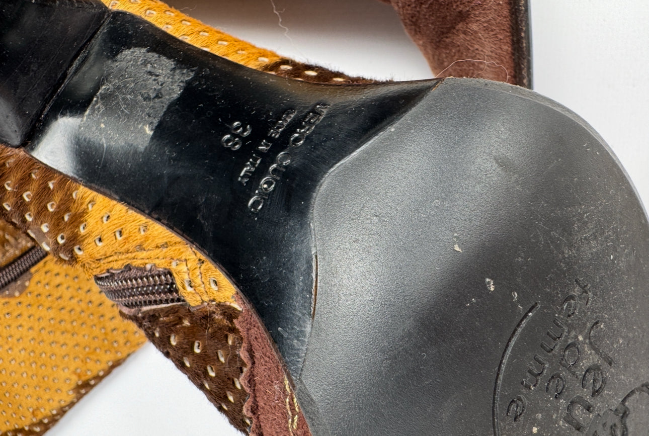 Vintage Italian Pony Fur Cowboy Heel Boots — 38