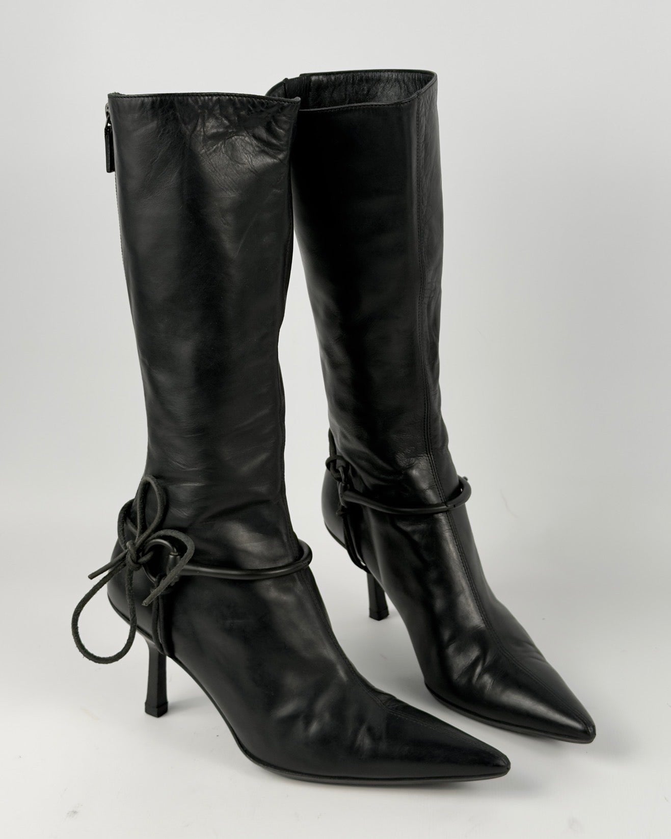 GUCCI BY TOM FORD AW99 HORSEBIT HARNESS RIDING HEEL BOOTS — 36.5