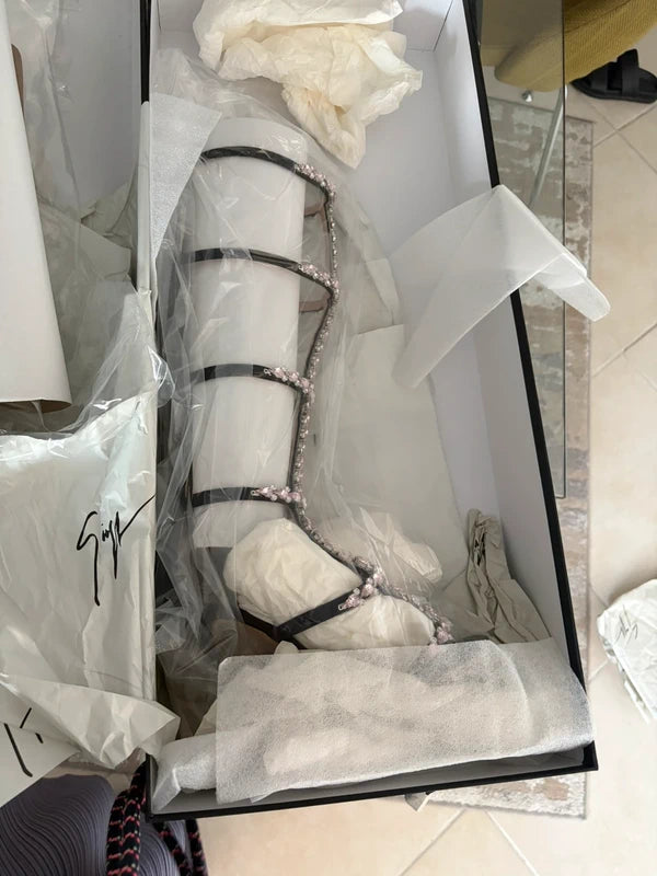 Giuseppe Zanotti Gladiator Gemstone Heel Boots — 39 NWB