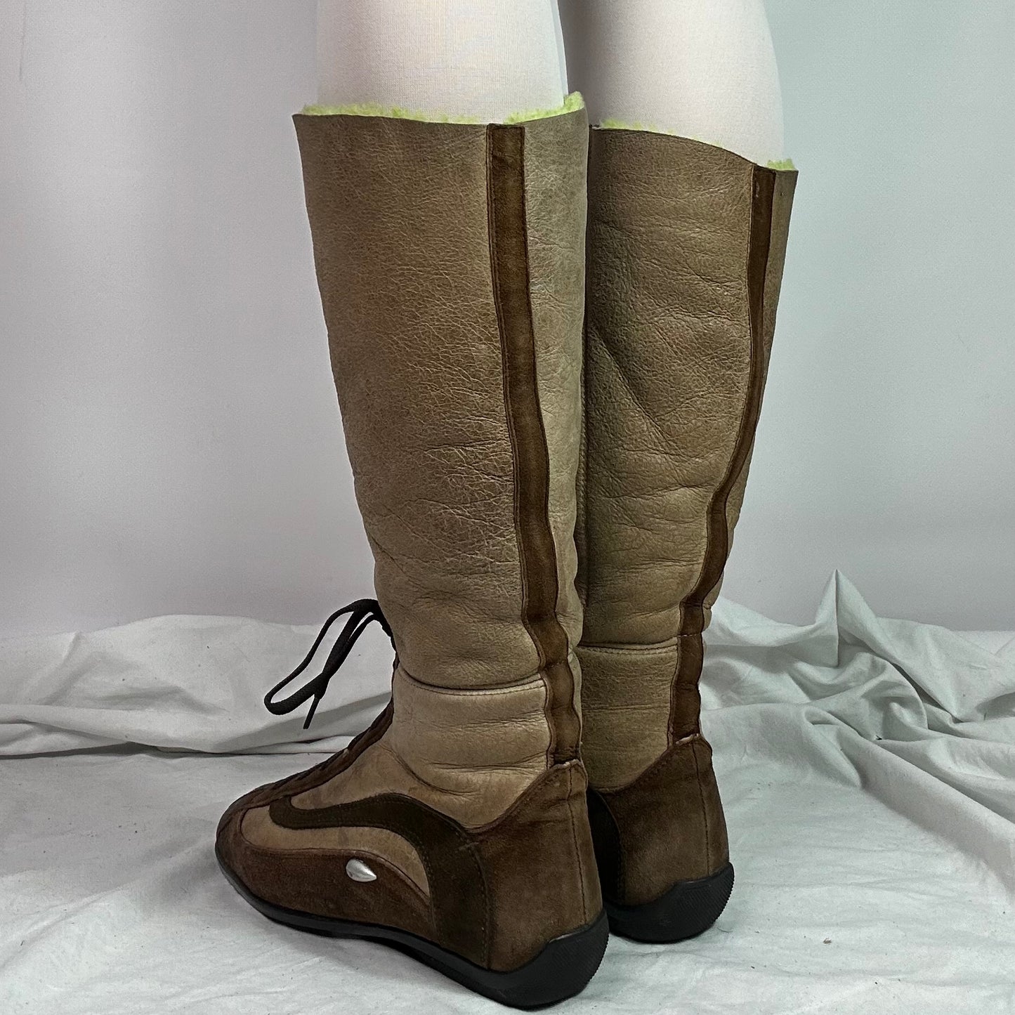 Vintage Suede Lace Up Moto Boots 37.5