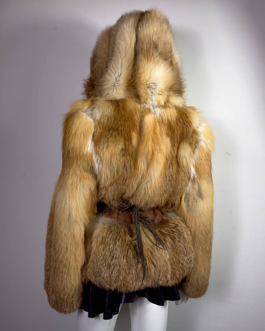 Vintage Fox Fur Hooded Jacket S/L