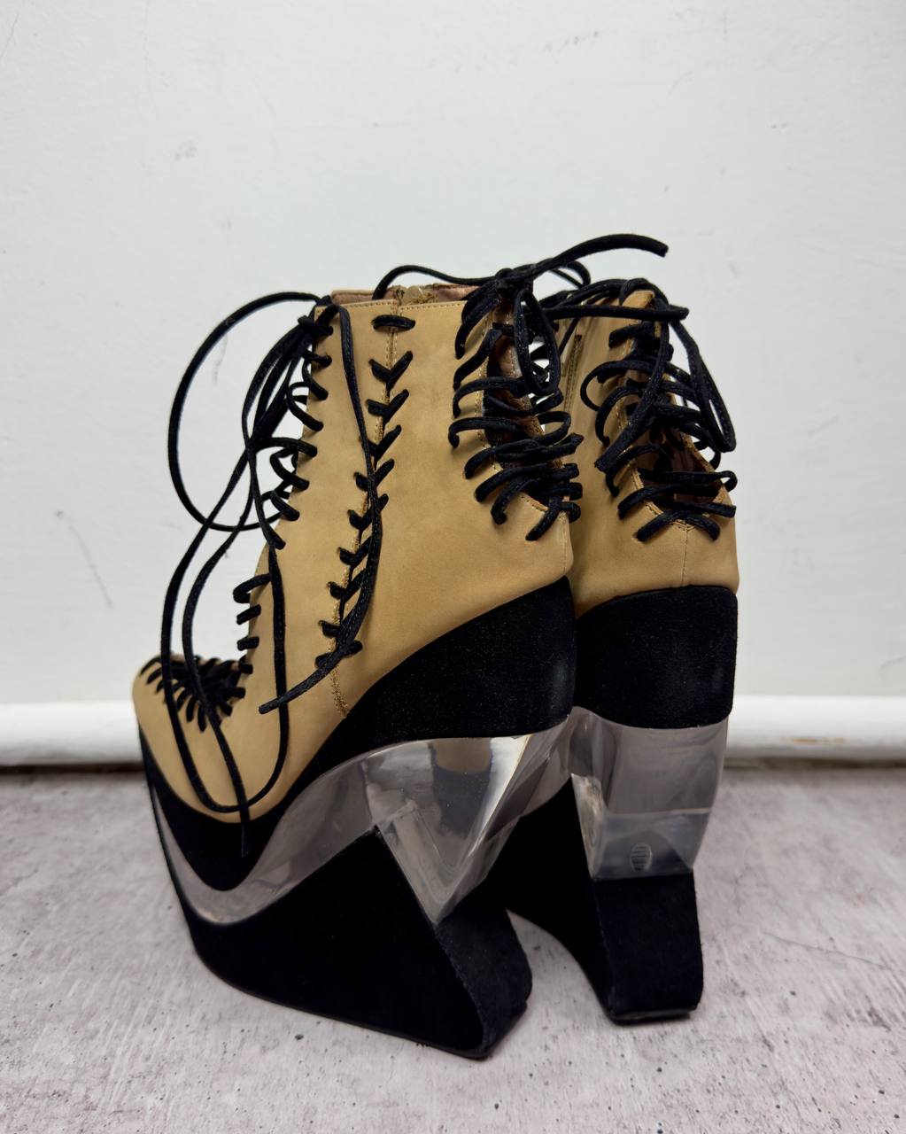 Jeffrey Campbell Vintage Lucite Platform Wedge Boots — 36/37