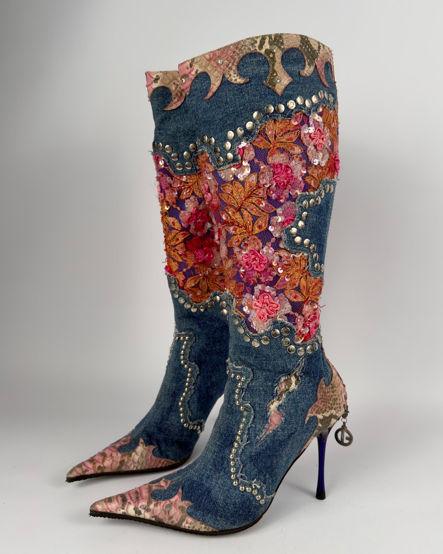 El Dante’s Couture Vintage Denim Boots