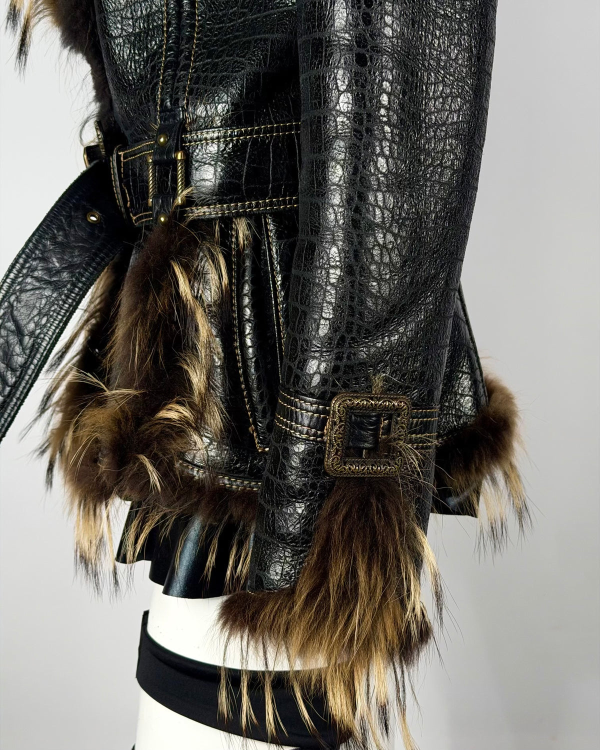 Vintage Fur Leather Jacket — XS/M