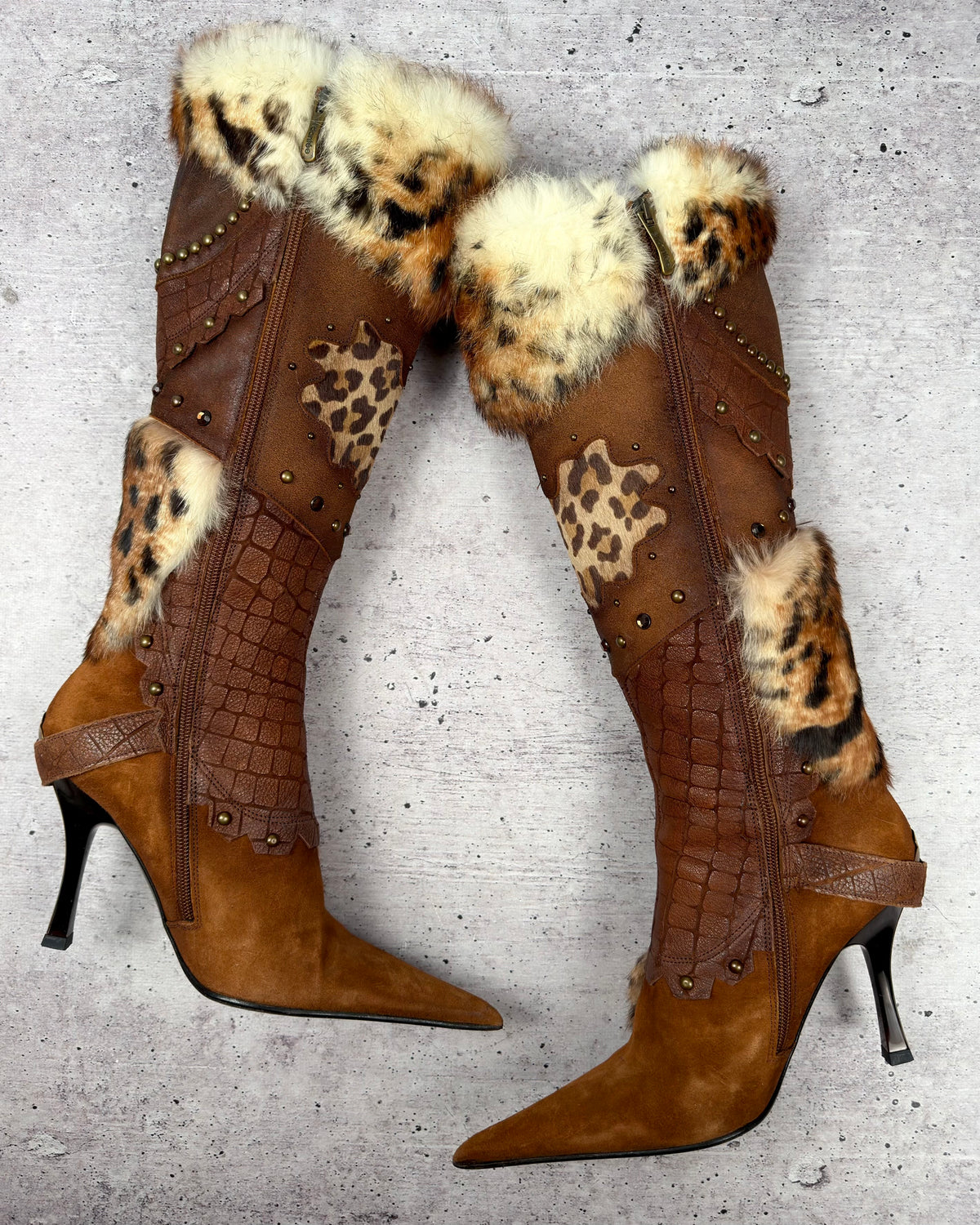 El Dantes Couture Vintage Fur Heel Boots — 37