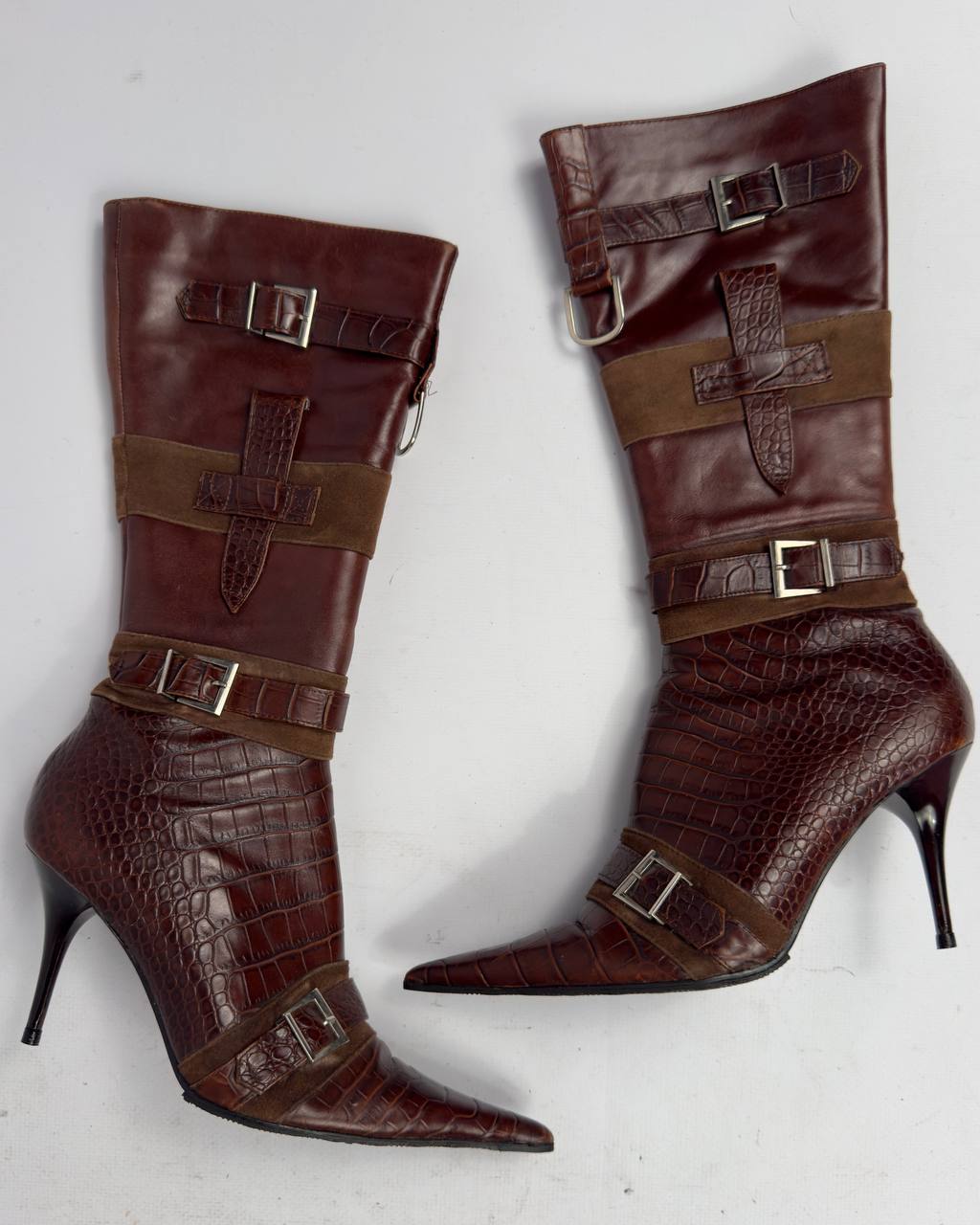 Vintage Italian Leather Cargo Boots — 37