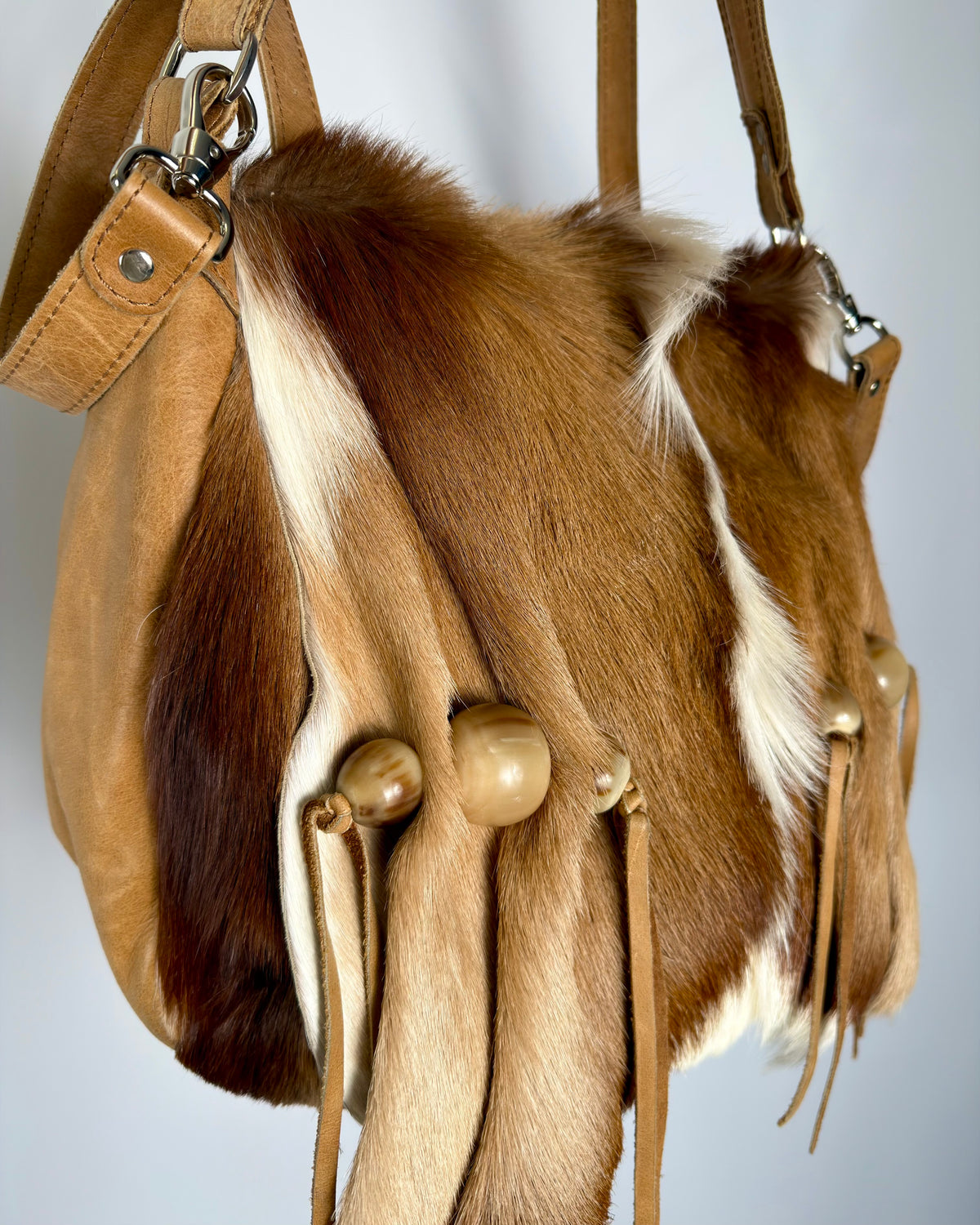 Vintage Cowhide Mohawk Fur Leather Bag