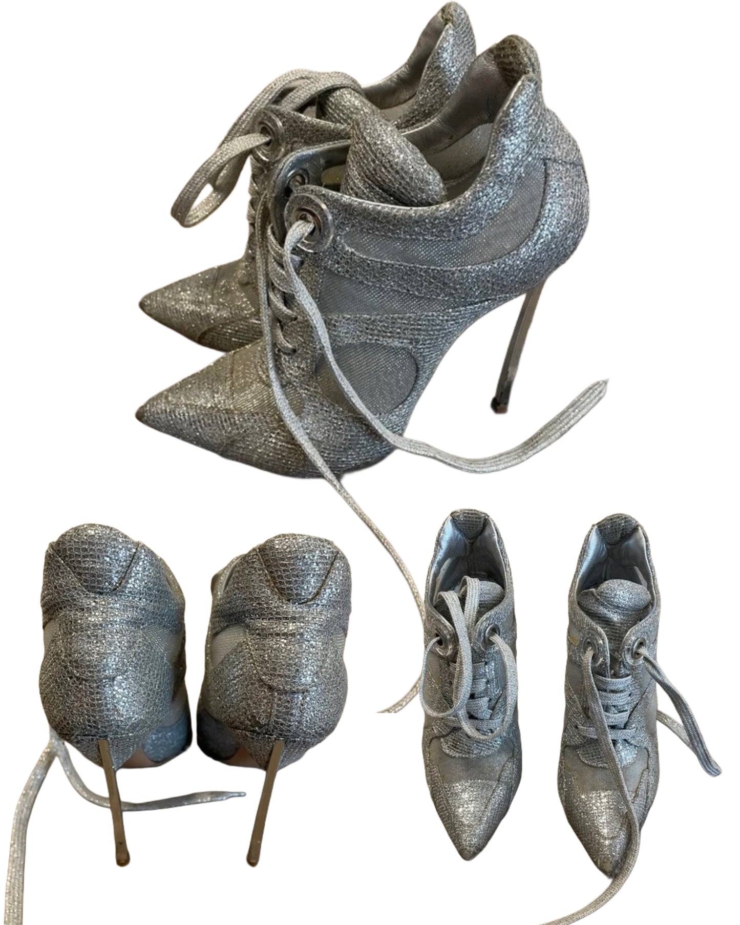 Casadei Silver Sneaker Booties — 37
