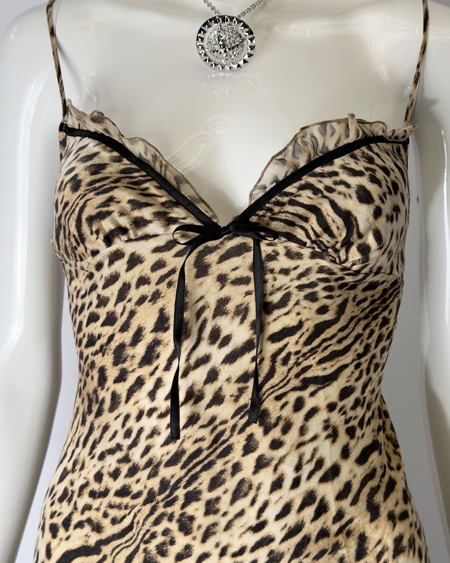 Roberto Cavalli early 2000s Leopard Silk Mini Dress