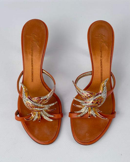Giuseppe Zanotti Vintage Bird Gemstone Heels — 39