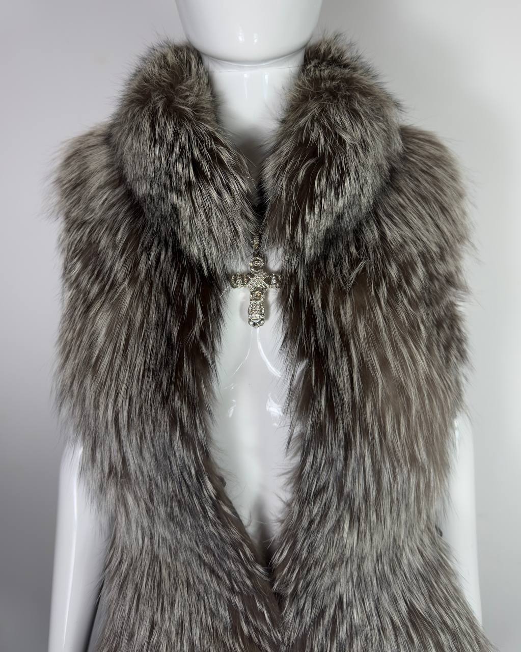 Vintage Brown Fox Leather Fur Vest S-XL