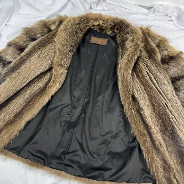 YSL Vintage Yves Saint Laurent Racoon Fur Coat