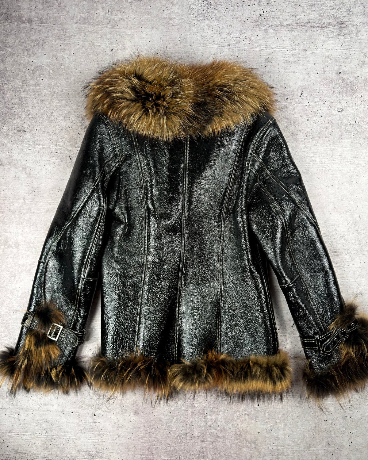 Vintage Fur Shearling Leather Jacket — L