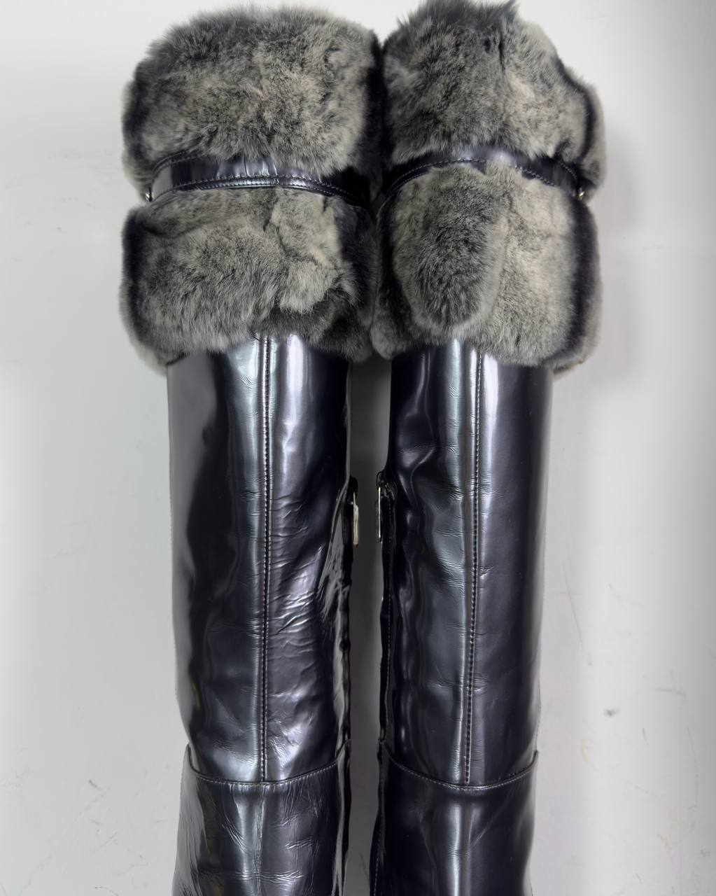 Casadei Vintage Italian Patent Leather & Fur Boots — 36