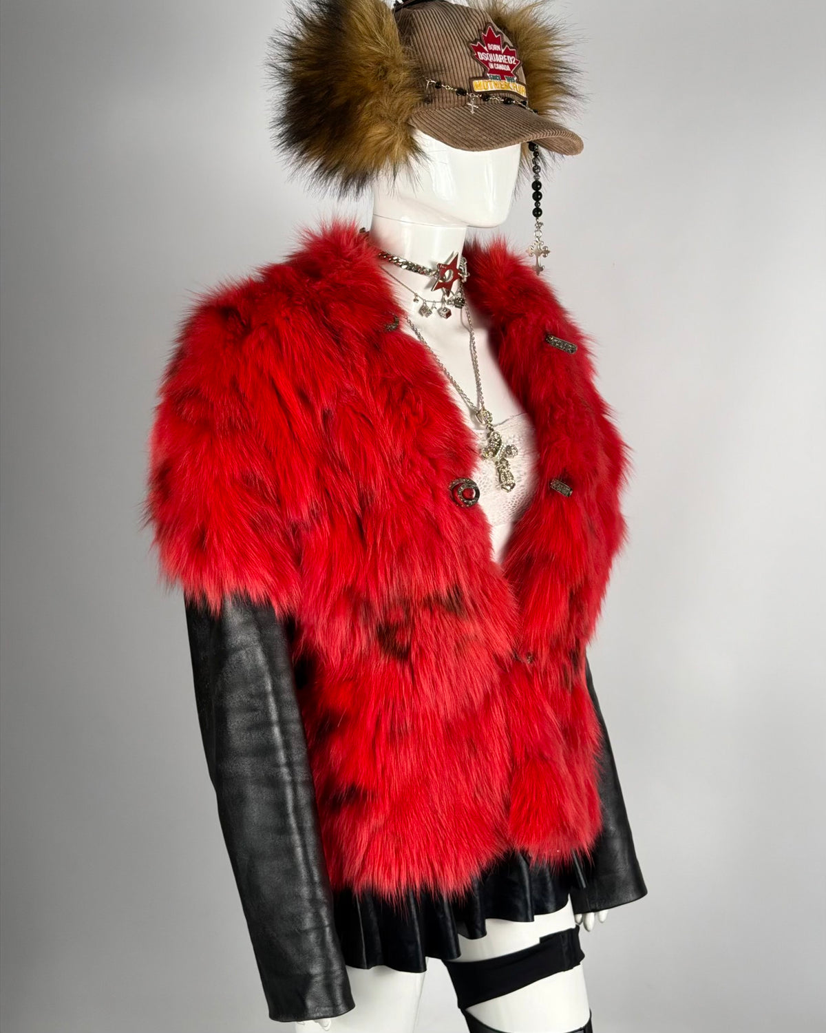Vintage Fur Leather Jacket — M/L