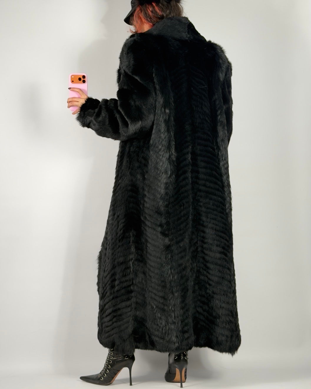 Vintage Long Black Fur Coat — S/L