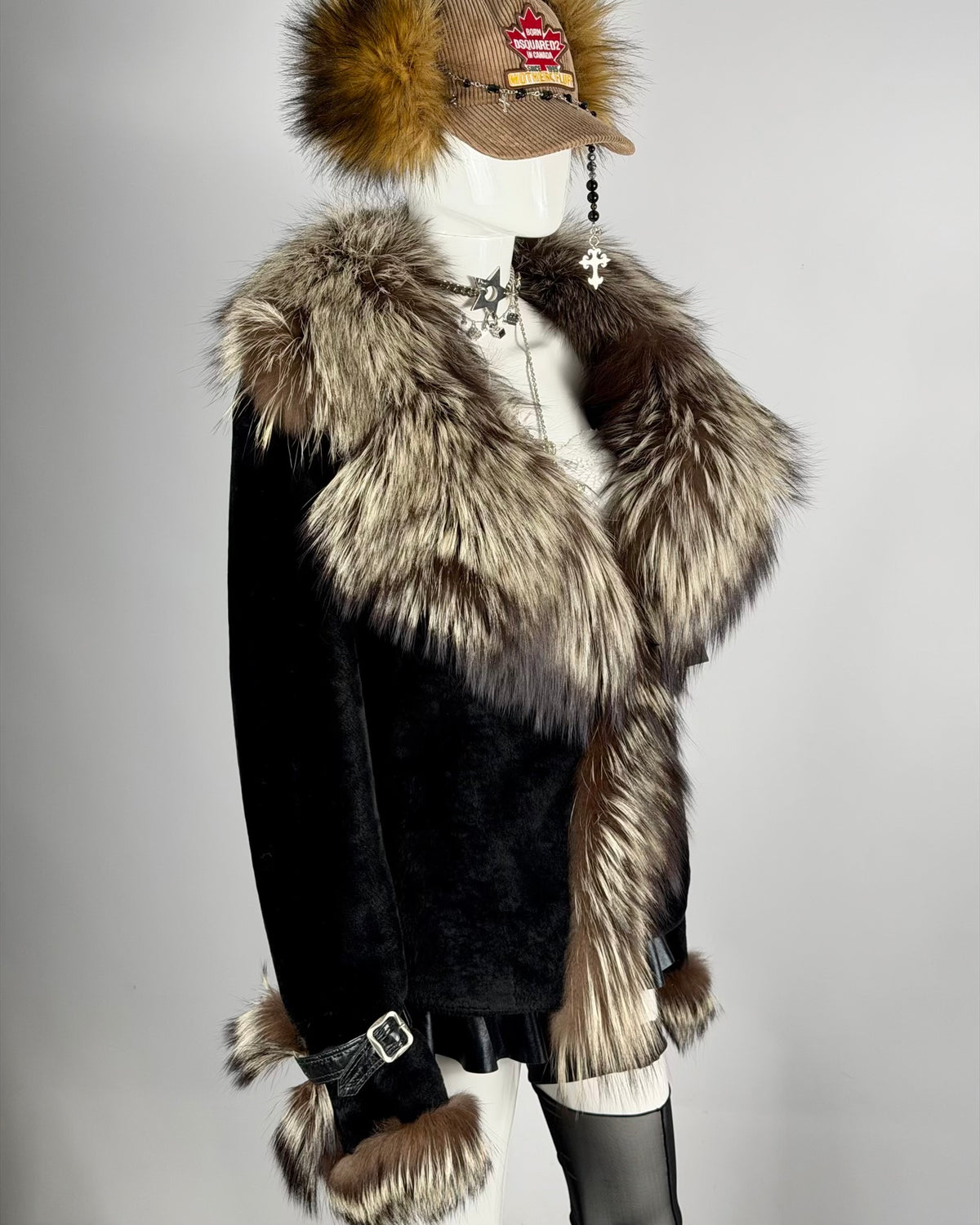 Vintage Fur Leather Jacket — M/L