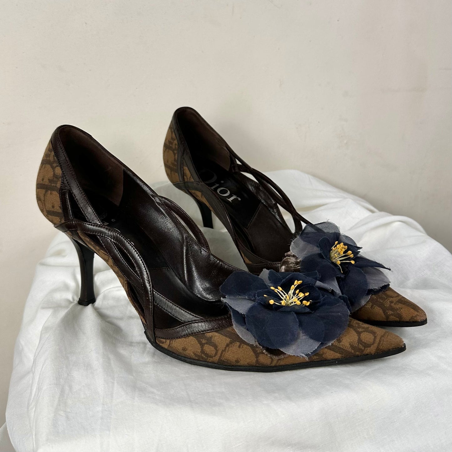 Dior Vintage Flower Monogram Heels 39/39.5