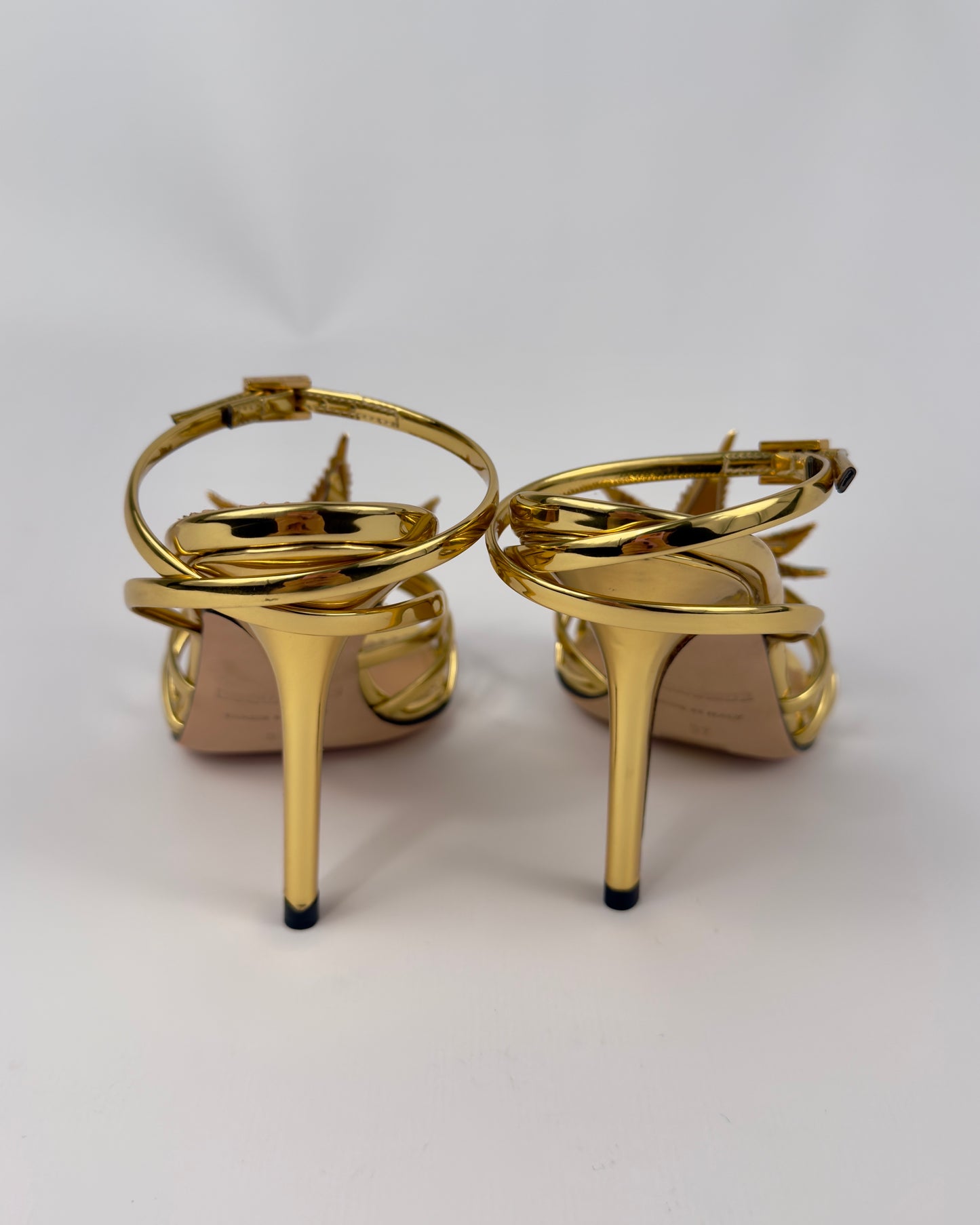 Dsquared2 Marija Leaf Gold Strap Sandals SS05 reissue for SS24 — 37.5/38