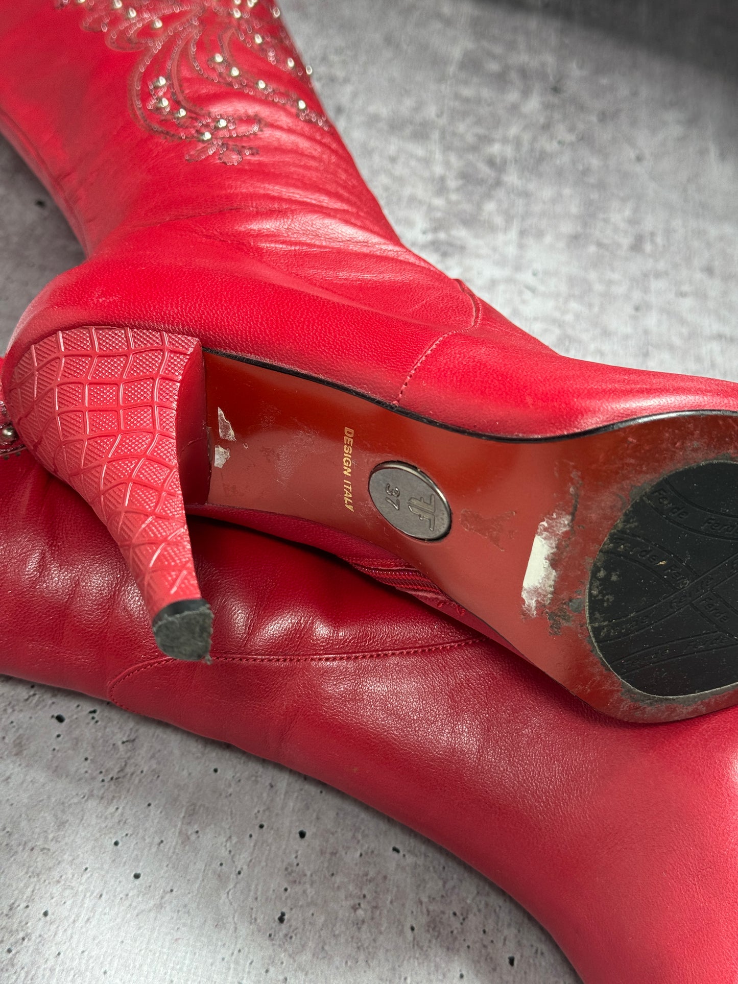 Vintage Italian Ferde Red Leather Boots 36.5/37