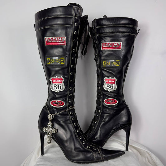 Le Silla Vintage Racing Leather Boots 38.5/39.5