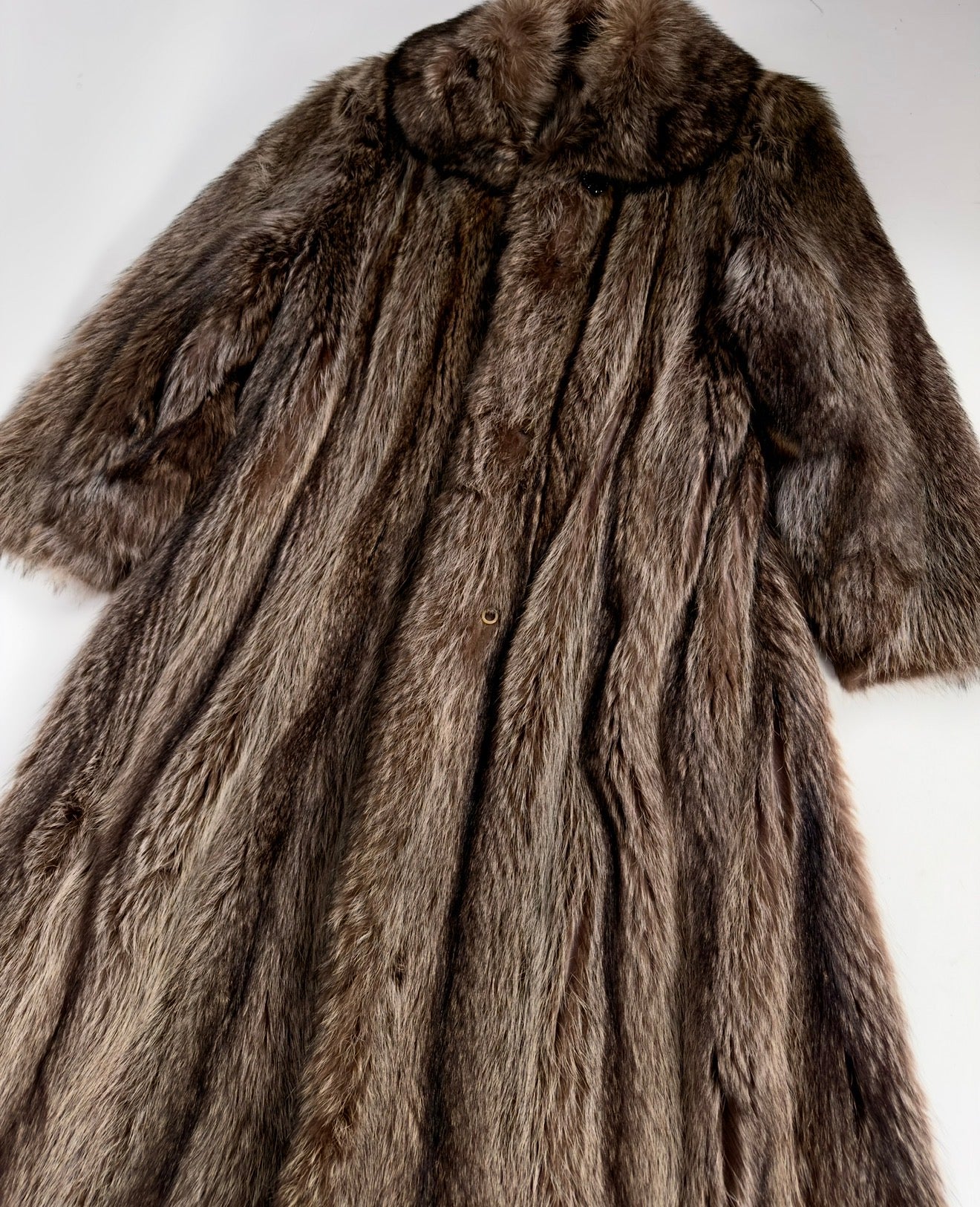 Vintage Brown Long Fur Coat — S/L