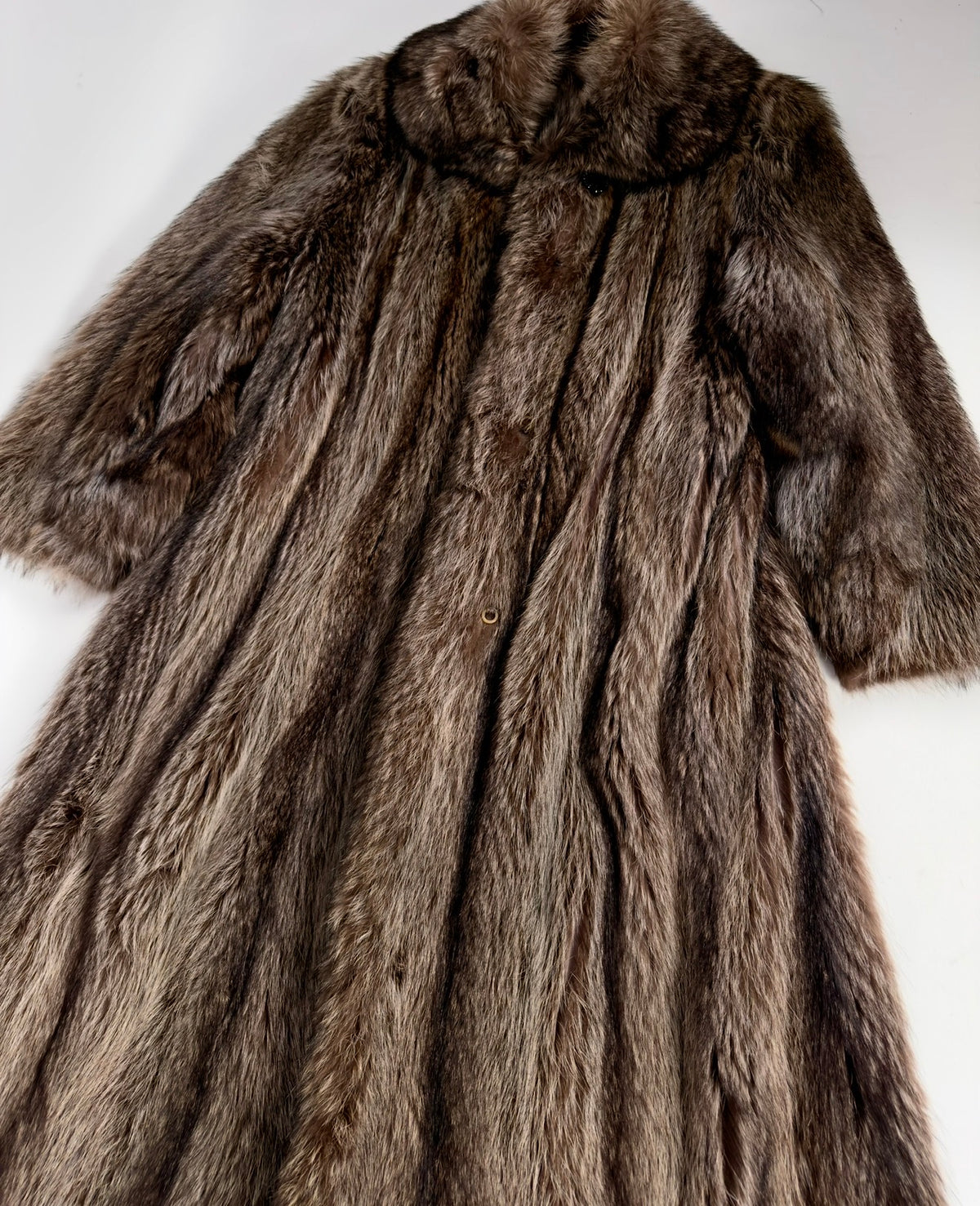 Vintage Brown Long Fur Coat — S/L